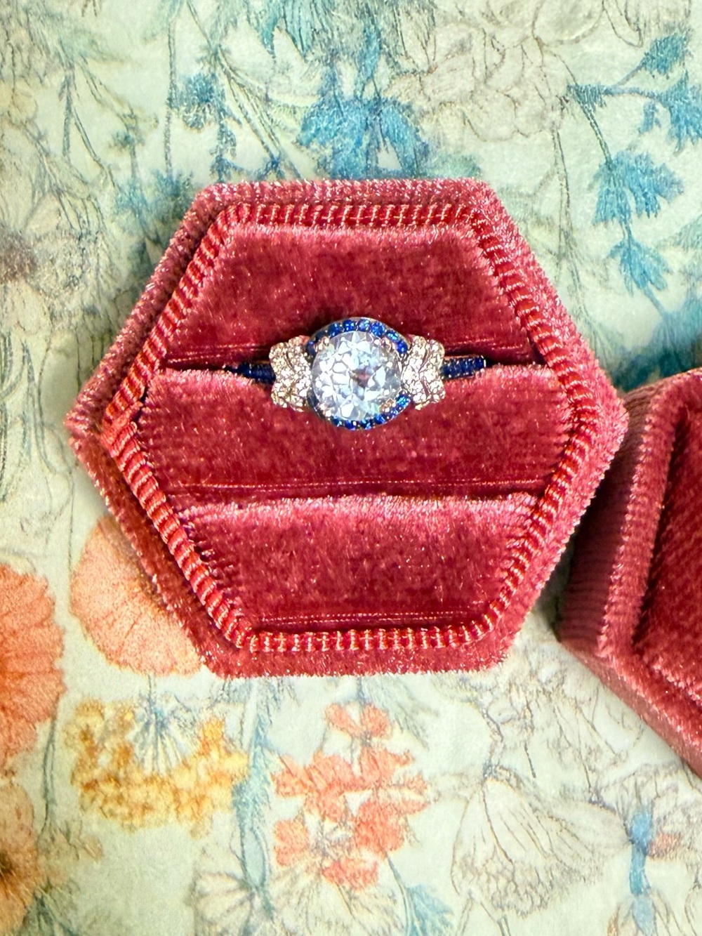 Sky Blue London & White Topaz 925 Sterling Silver Ring Women’s Size 8